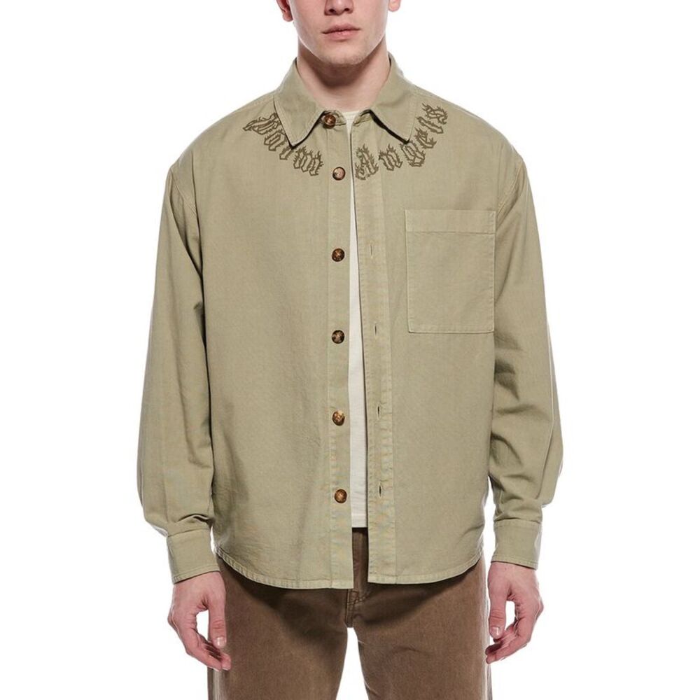 Palm Angels Mens  Denim Shacket, Tan